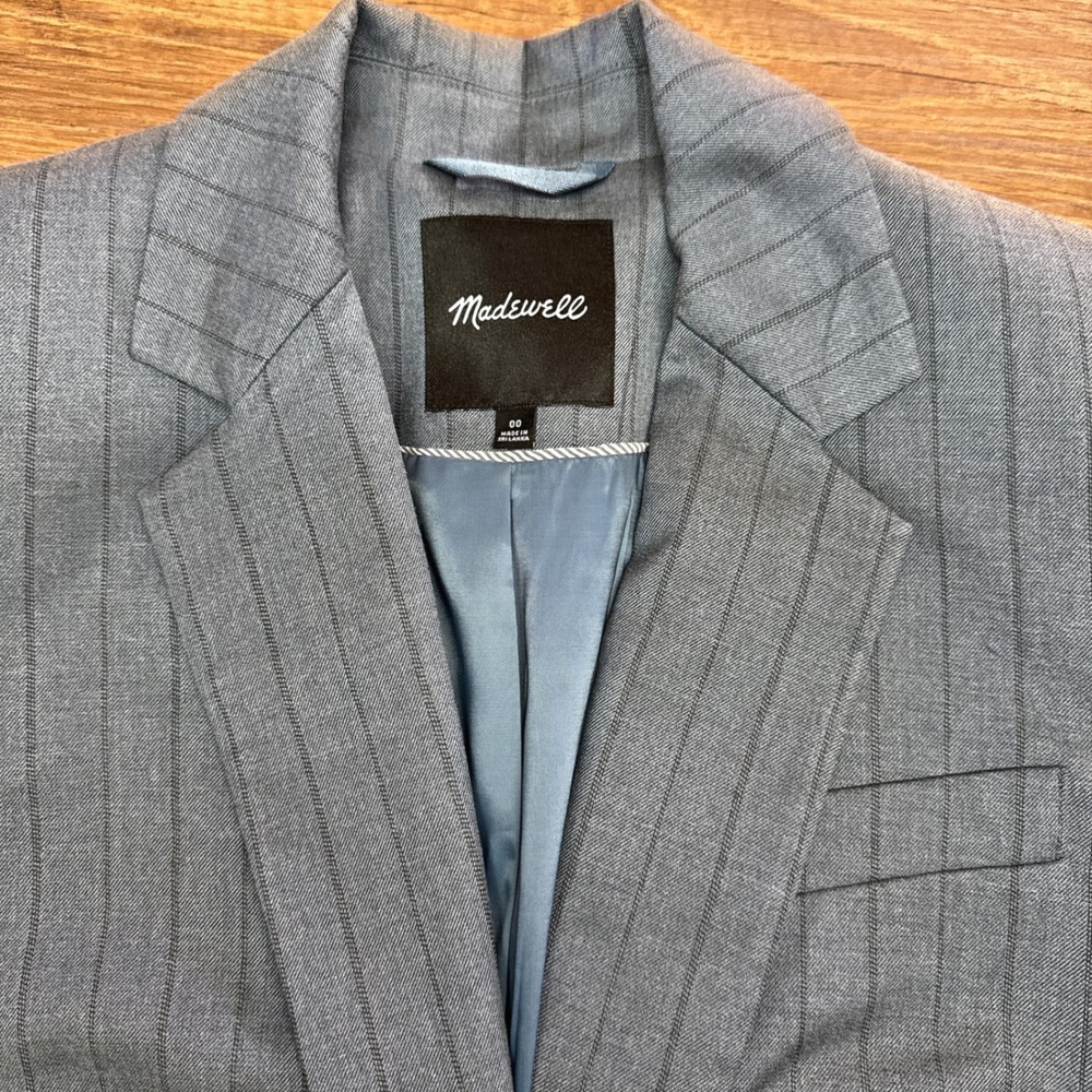 Madewell Women 00 Single-Breasted Blazer Yarn-Dyed Pinstripe NO881 Career Office - Picture 2 of 7